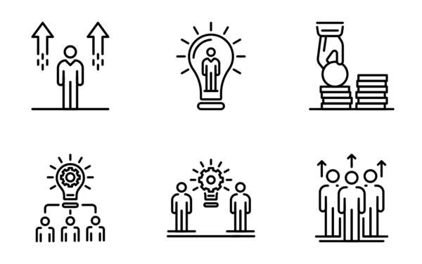 business cooperationicons set outline style