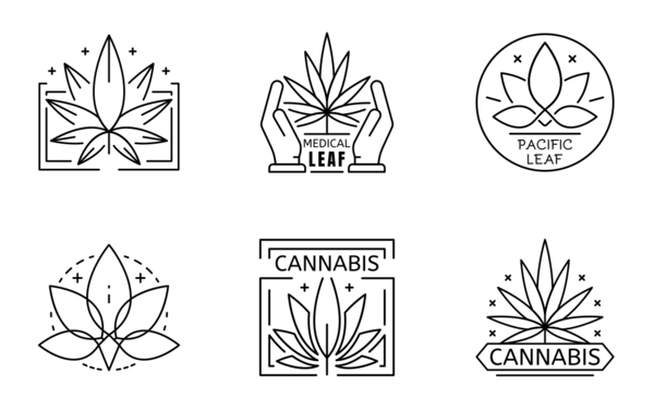 cannabis logo set outline style cannabis logo set outline style