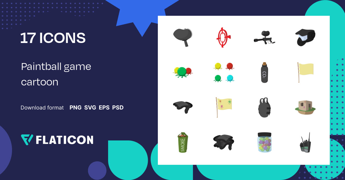 Paintball Game Cartoon Icon Pack Svg Icons