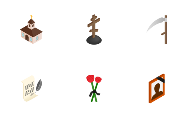 funeral and burial  isometric