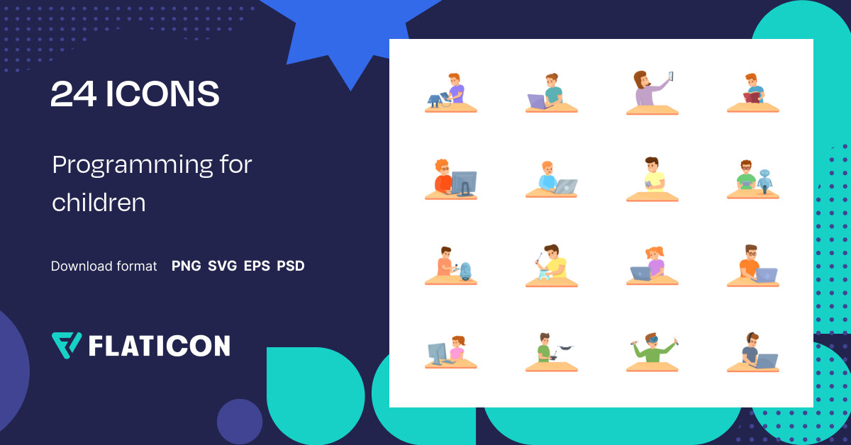 Programming for children Icon Pack | 24 .SVG Icons