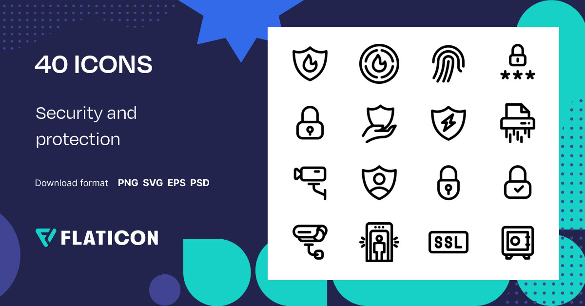 Security and protection Icon Pack | 40 .SVG Icons