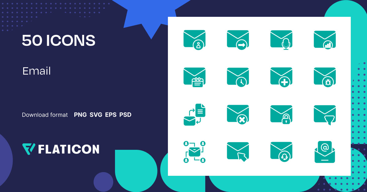 Email Icon Pack | Color fill | 50 .SVG Icons