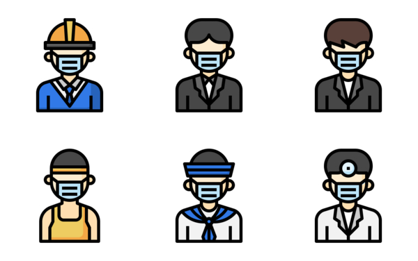 profession avatar man with mask filloutline