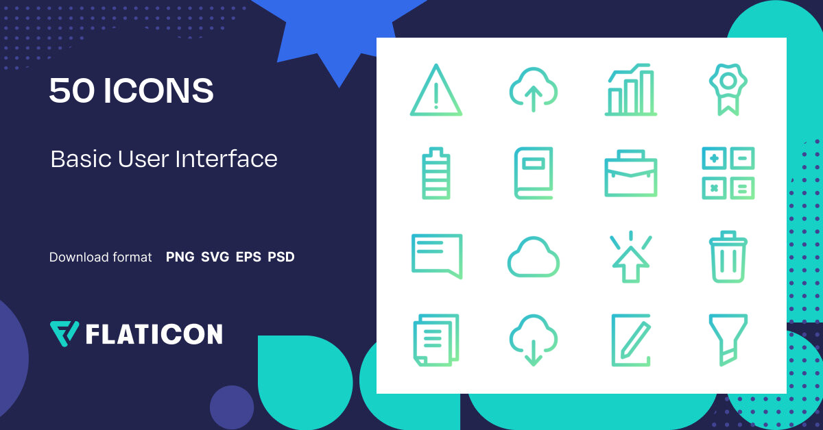 Basic User Interface Icon Pack | Gradient outline | 50 .SVG Icons