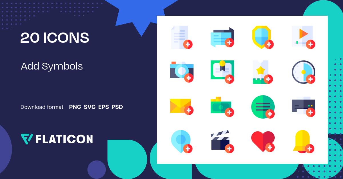 Add Symbols Icon Pack | Flat | 20 .SVG Icons