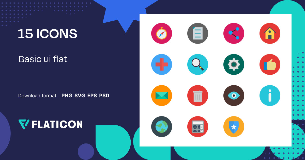 Basic ui flat Icon Pack | 15 .SVG Icons