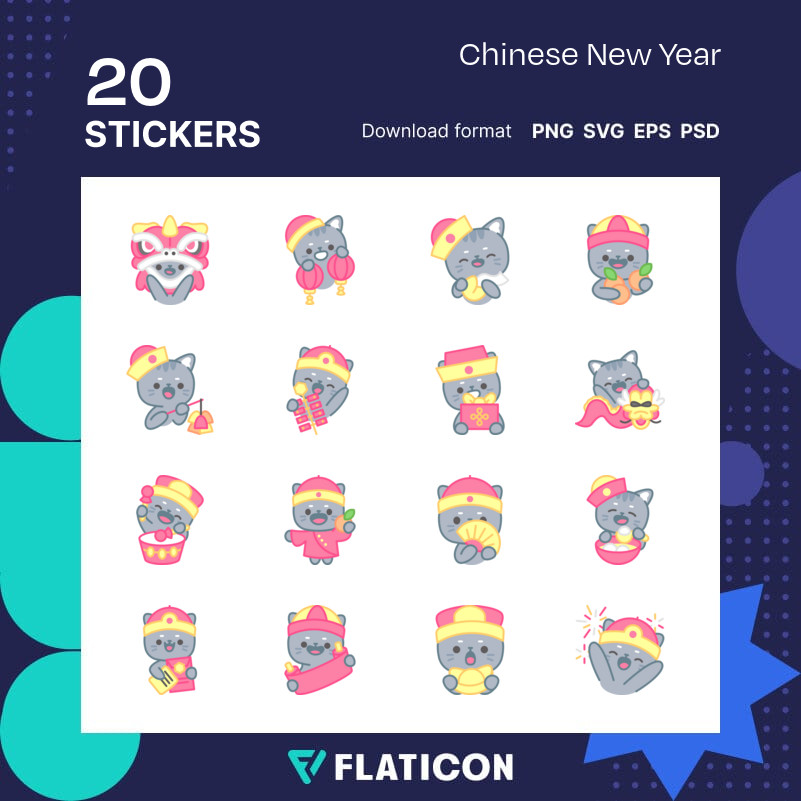 Pack of free Chinese New Year stickers (SVG, PNG)