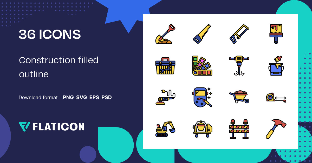 Construction filled outline Icon Pack | Color lineal-color | 36 .SVG Icons