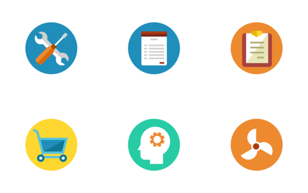 professional engineering rounded flat icons set