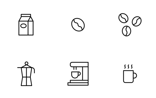 coffee thinline icons set