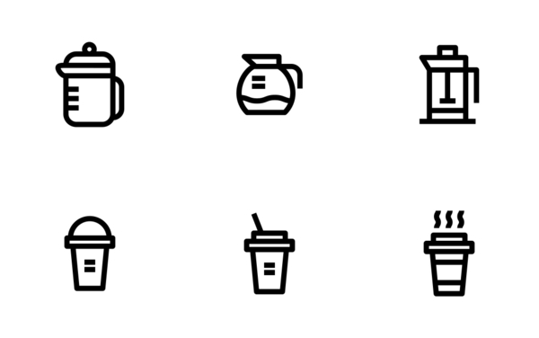 coffee outline icons set