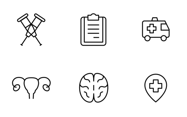 medical thinline icons set