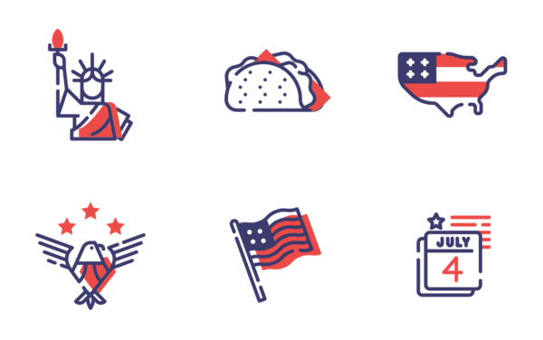 usa elements flat outline  patriotic and freedom