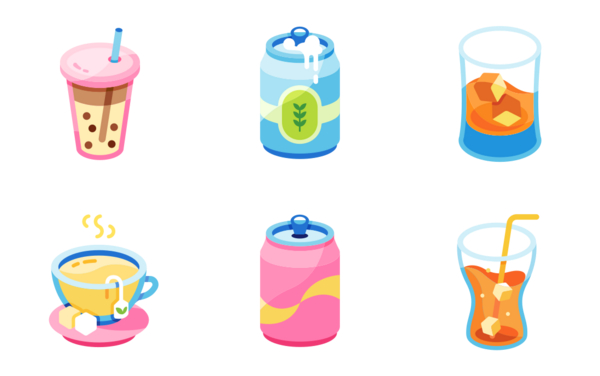 Beverage and drink flat  refreshment time