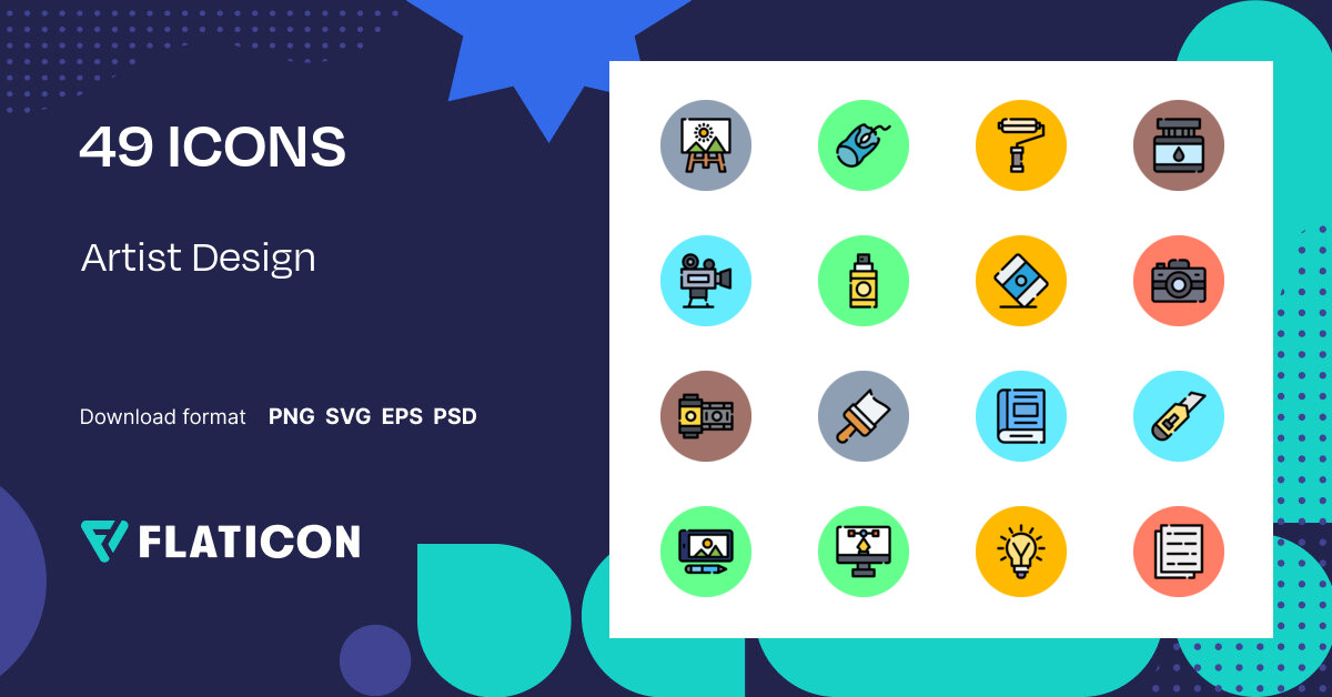 Artist Design Icon Pack | Color lineal-color | 49 .SVG Icons