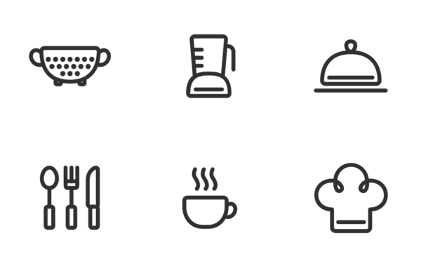 kitchen and cooking line icons