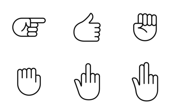 hand gestures thin line signs