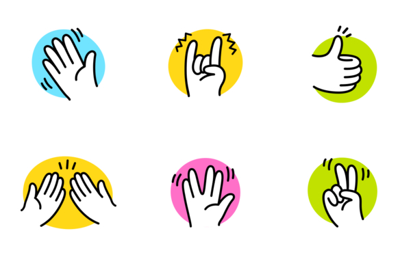 cartoon doodle hand gestures color