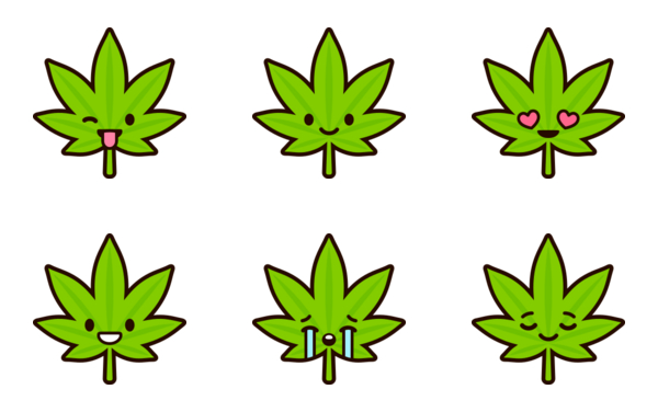 cute cannabis leaf emoji set