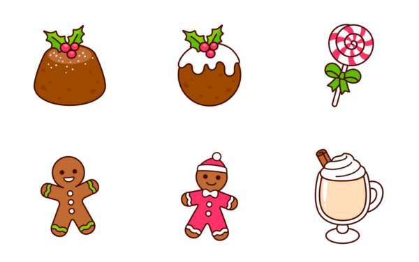 christmas desserts cartoon doodles