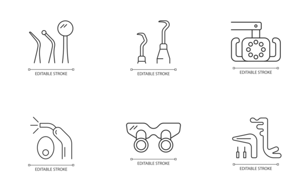 dentistry tools linear outline