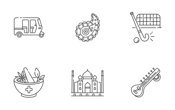 india set linear outline