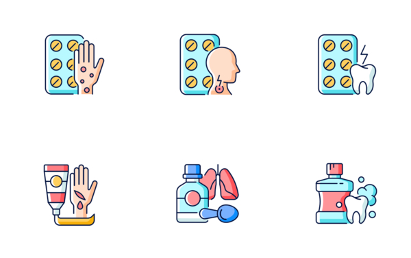 medical treatment icons color filled