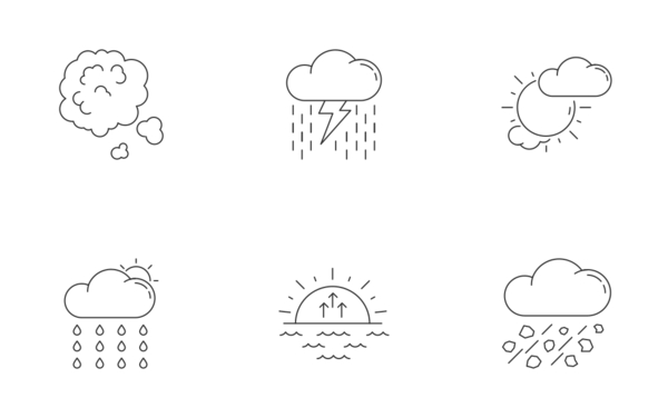 Weather set linear outline