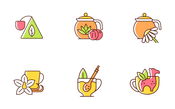 Tea drinking set color filled Tea drinking set color filled