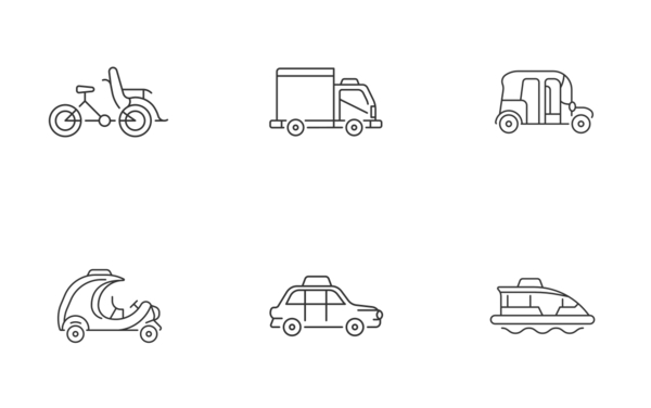 taxi types linear outline