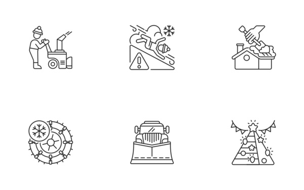 winter services icons linear outline