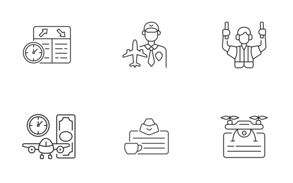 aviation icons linear outline