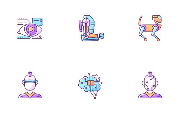 cyberpunk icons color filled