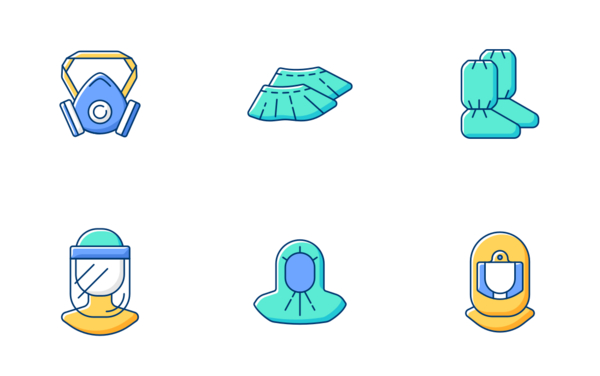 medical ppe icons color filled medical ppe icons color filled