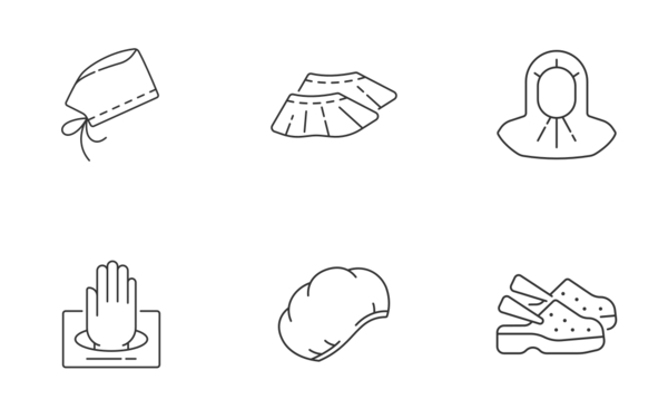 medical ppe icons linear outline