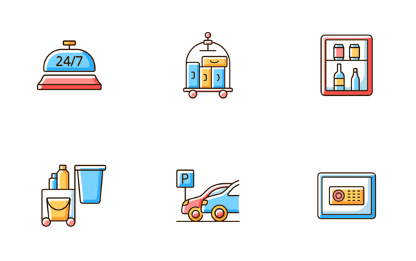 hotel services icons color filled