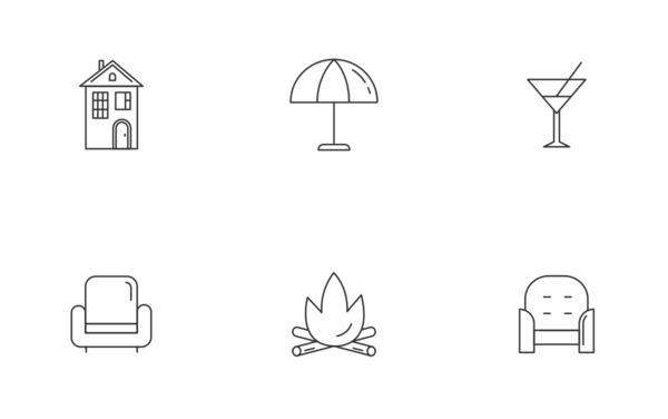 apartment amenities elements linear outline