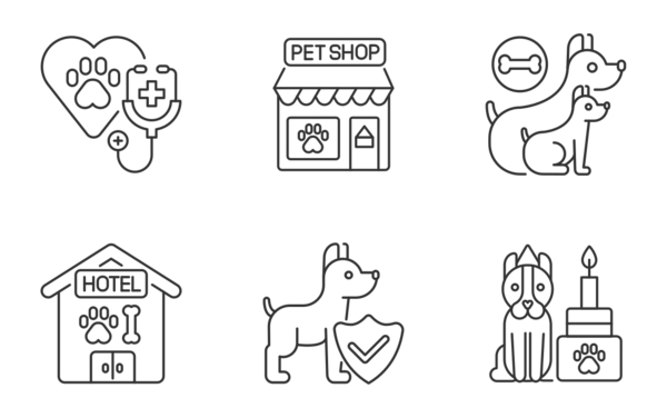 pet service linear outline