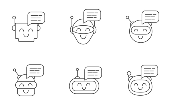 chat bot emoji linear outline