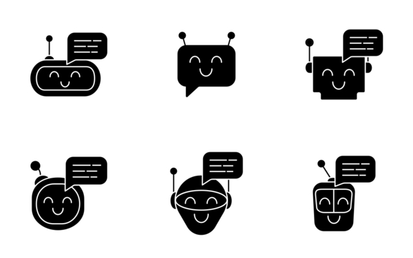 chat bot glyph silhouettes