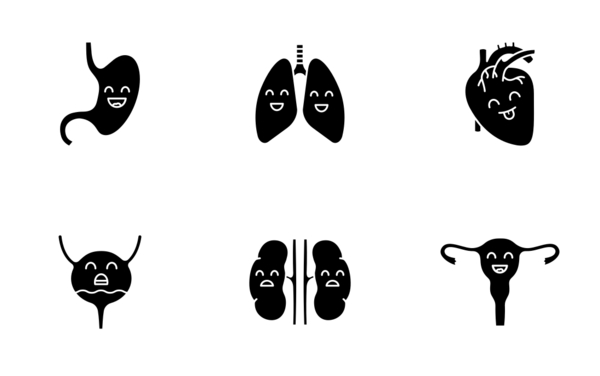 Smiles internal organs glyph silhouette Smiles internal organs glyph silhouette