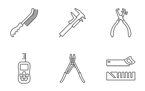 construction tools linear outline