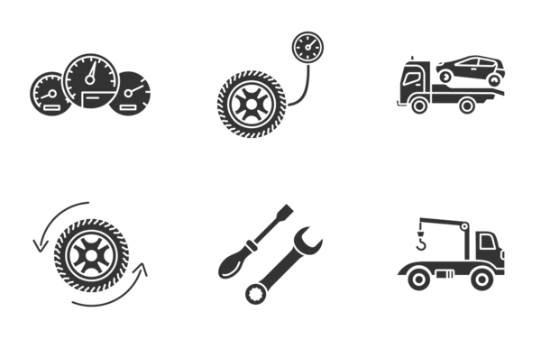 auto workshop glyph silhouettes