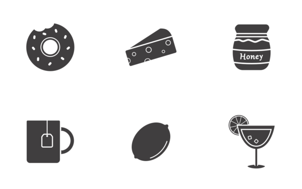 food and drinks glyph silhouettes