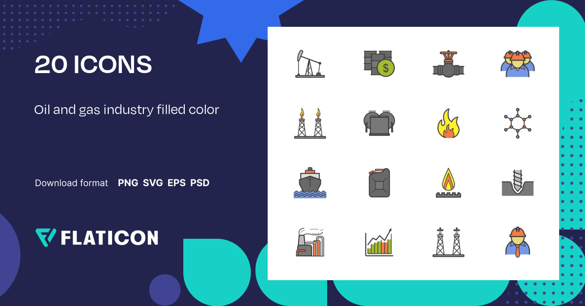 Oil and gas industry filled color Icon Pack | Color lineal-color | 20 ...