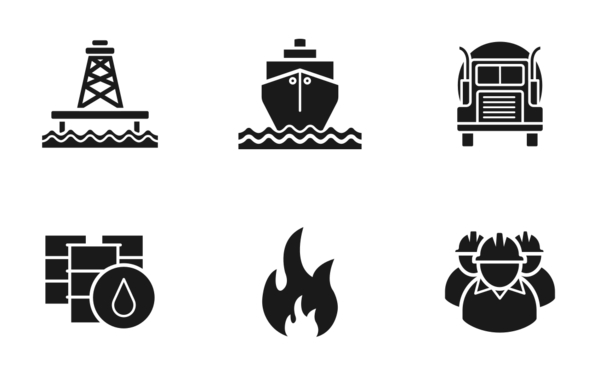 oil and gas industry glyph silhouettes