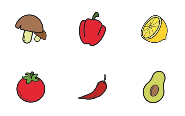 fruits and vegetables filled color