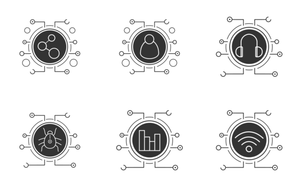 cybersecurity glyph silhouettes