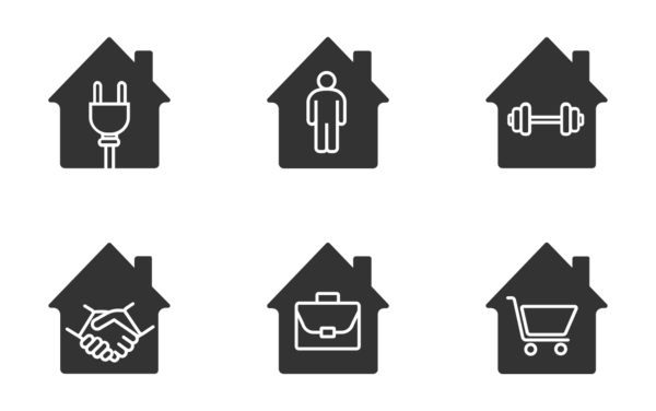 inside house glyph silhouettes
